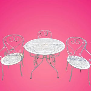 Antique French Garden Table  Chairs