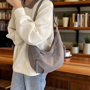 Large Nylon Crossbody Bag for Women | Fashionable Hobo Shoulder Bag | School Messenger Purse | Lightweight | Waterproof