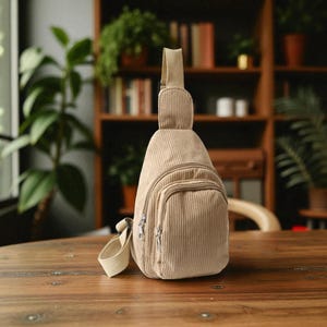 Corduroy Crossbody Chest Bag | Casual Shoulder Sling Bag for Travel | Everyday Use | Lightweight and Stylish