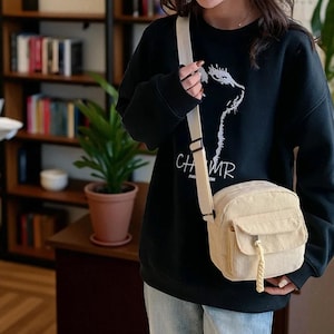 Small Corduroy Shoulder Bag for Women | Fashionable Daily Handbag | Versatile Tote with Zipper Closure | Multi-Compartment Casual Purse