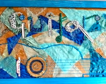Blue's Guitar - Mixed Media Musik Wandbehang