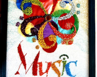 Music's Bass-line - Mixed Media Wandbehang
