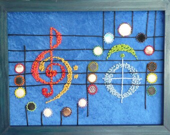Cue the Music - Handarbeit Wandbehang