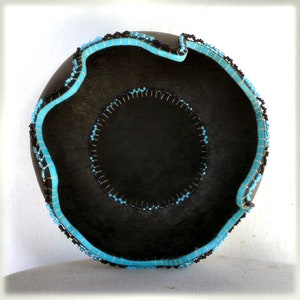 Blue Rondo - Beaded Gourd Bowl