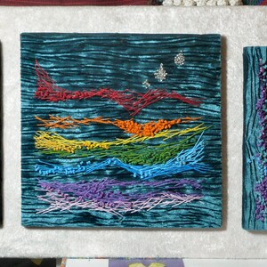 Rainbow River -- Needlework and Beads Original Wall Hanging