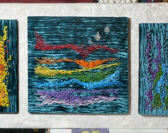 Rainbow River -- Handarbeiten und Perlen Original Wandbehang