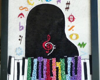 One Grand - Musik Kunst Handarbeit Wandbehang
