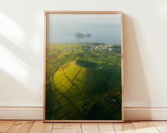 Impresión del cráter del volcán de las Azores: Fotografía del paisaje de la isla de Portugal (Descarga digital)