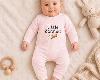 Personalized Little Cannoli Baby Bodysuit, Italian Food Romper, Newborn Outfit