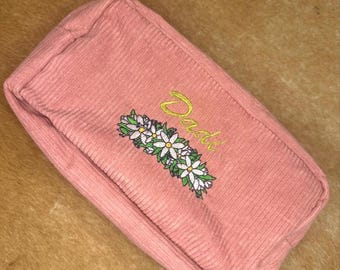 Bolsa de maquillaje de pana bordada personalizada, neceser personalizado