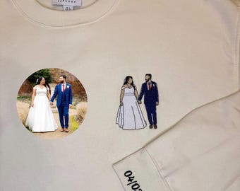 Retrato con foto bordada personalizada / Regalo personalizado para bodas, mascotas y familias