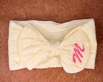 Diadema personalizada para recién nacidos y bebés con inicial bordada, lazo suave para bebés y regalo personalizado para niñas.