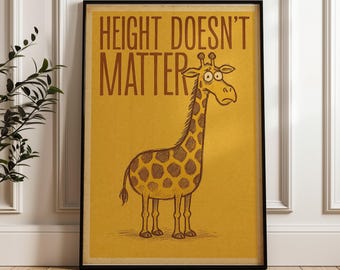 Funny Giraffe Poster: Retro Whimsical Animal Illustration Print