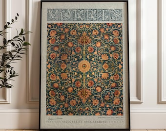 William Morris Holland Park Carpet Poster, Arts and Crafts Exhibition Print, Vintage Botanical Wall