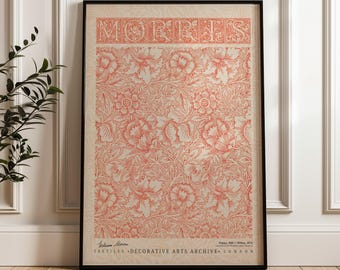 William Morris Poppy Poster, Arts and Crafts Exhibition Print, Vintage Botanical Wall Art