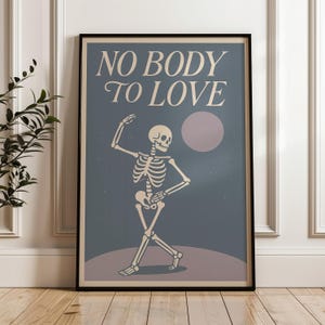 Pôster de esqueleto: decoração engraçada de Halloween emo gótica