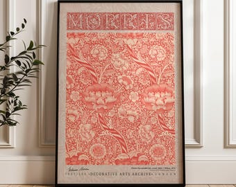William Morris Wandle Coral Poster, Arts and Crafts Exhibition Print, Vintage Botanical Wall Art