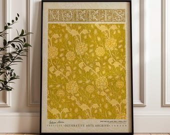 William Morris Wild Tulip Gold Poster, Arts and Crafts Exhibition Print, Vintage Botanical Wall Art