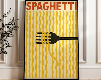 Minimalist Spaghetti Poster: Retro Italian Kitchen Wall Art