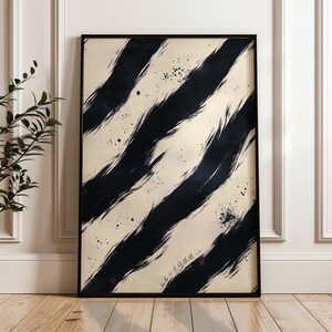 Japanese Tiger Stripe Pattern Art Print, Bold Black Wall Decor