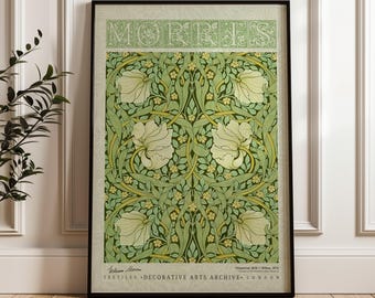 William Morris Pimpernel Poster, Arts and Crafts Exhibition Print, Vintage Botanical Wall Art