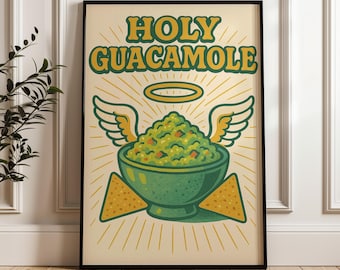 Póster de Holy Guacamole: Divertido póster retro para la pared de la cocina