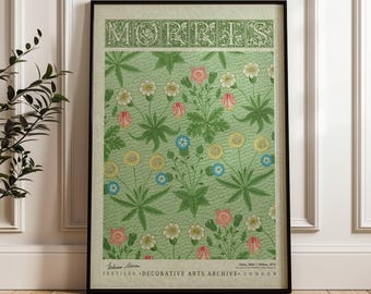 William Morris Daisy Poster, Arts and Crafts Exhibition Print, Vintage Botanical Wall Art