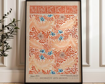 William Morris Larkspur Poster, Arts and Crafts Exhibition Print, Vintage Botanical Wall Art