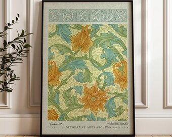 William Morris Single Stem Poster, Arts and Crafts Exhibition Print, Vintage Botanical Wall Art