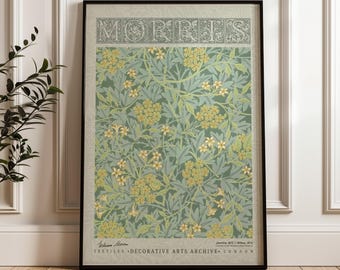 William Morris Jasmine Poster, Arts and Crafts Exhibition Print, Vintage Botanical Wall Art