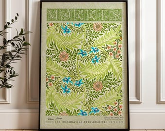 William Morris Larkspur Poster, Arts and Crafts Exhibition Print, Vintage Botanical Wall