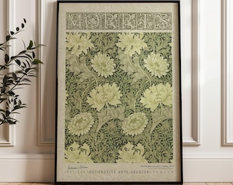 William Morris Chrysanthemum Poster, Arts and Crafts Exhibition Print, Vintage Botanical Wall Art