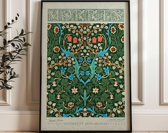 William Morris Tulip Poster, Arts and Crafts Exhibition Print, Vintage Botanical Wall Art