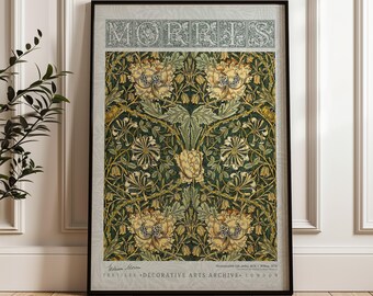 William Morris Honeysuckle Poster, Arts and Crafts Exhibition Print, Vintage Botanical Wall