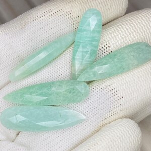 Natural Amazonite Long Pear Briolette Gemstone | Faceted Teardrop Loose Stone for Jewelry Making | Pendant | Earring Making Supply image 2