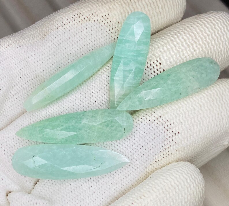 Natural Amazonite Long Pear Briolette Gemstone | Faceted Teardrop Loose Stone for Jewelry Making | Pendant | Earring Making Supply image 2
