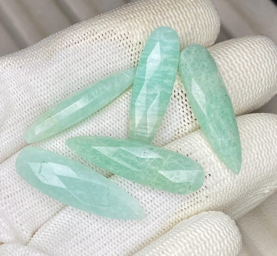 Natural Amazonite Long Pear Briolette Gemstone | Faceted Teardrop Loose Stone for Jewelry Making | Pendant | Earring Making Supply
