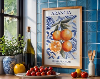 Arancia Orange Wall Art – Mediterranean Citrus Print | Italian Kitchen Decor, Sicilian Fruit Artwork