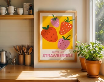 Modern Abstract Shapes Poster, Warm Tones Wall Art, Interlocking Loops Illustration, Mid Century Modern Style,