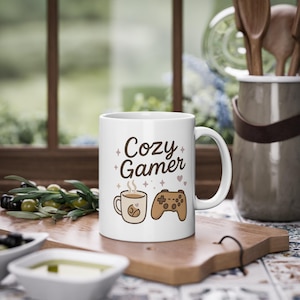 Gezellige gamer-koffiemok | Cadeau voor theeliefhebber | Leuke gamingmok, dubbelzijdig bedrukt | Gamercadeau voor haar en hem | Keramische beker van 11 oz | Cadeau voor gamers