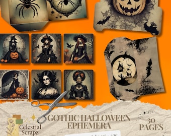 Vintage Halloween Ephemera Kit: Spooky Scrapbook Printables (Digital Download)