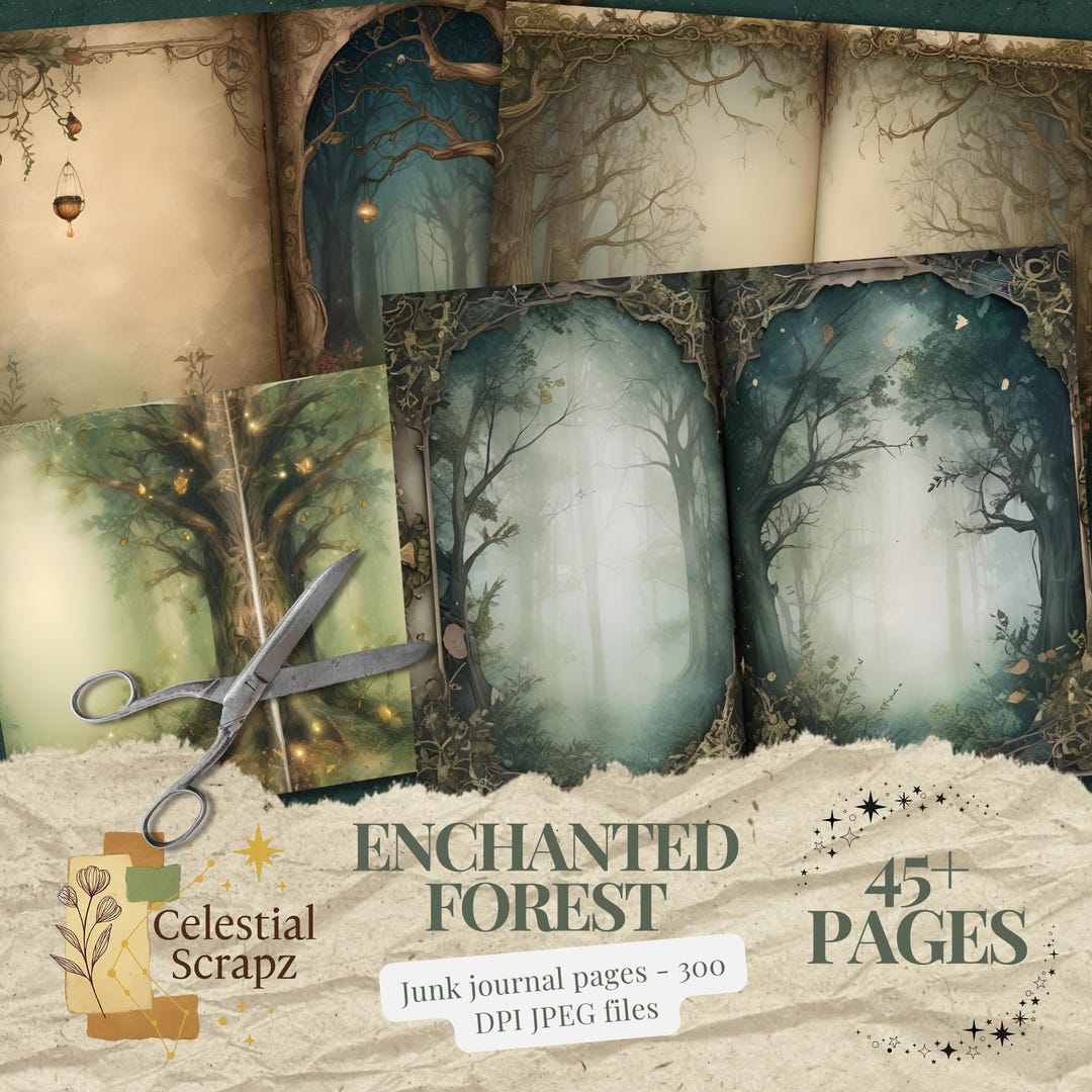 Enchanted Forest Junk Journal Kit | 45+ Printable Journal Spreads ...