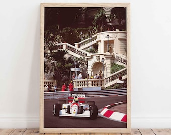 Ayrton Senna McLaren Monaco GP Wall Art, Formula 1 Poster Print, F1 Canvas Decor, Motorsport Fan Gift, Legendary Grand Prix Art