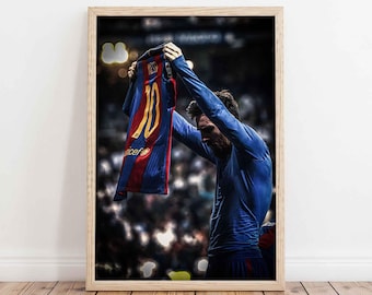 Lionel Messi Barcelona Jersey Canvas Poster Print – Soccer Wall Art
