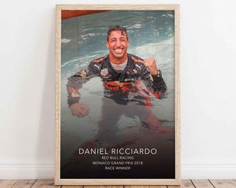 Daniel Ricciardo Monaco GP Poster Print: Formula 1 Racing Canvas Art