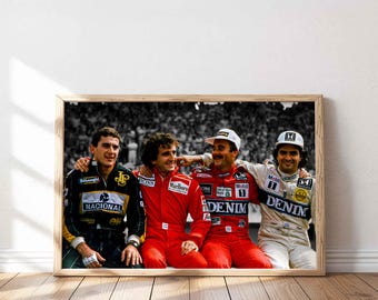 Ayrton Senna Wall Art, Prost, Mansell, Piquet F1 poster, Formula 1 Print, Motorsport Decor, Iconic Sports photo