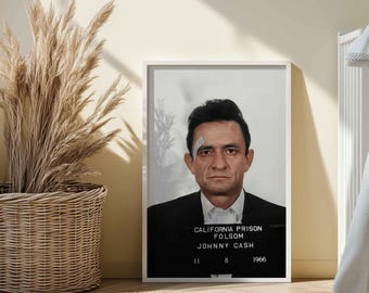 Johnny Cash Mugshot Poster Print – Iconic Country Music Legend