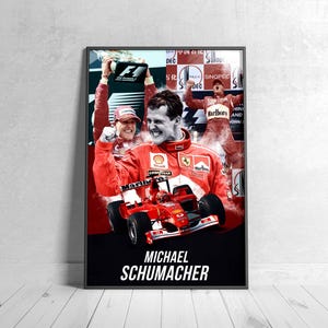 Michael Schumacher Artwork Wall Art, Formula 1 Poster Print, F1 Canvas Decor, Motorsport Fan Gift, Iconic Racing Driver Art