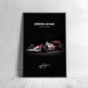 Ayrton Senna McLaren MP4/4 Poster: Formula 1 Racing Canvas Art