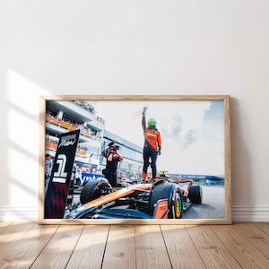 Lando Norris Race Win Wall Art, Formula 1 Poster Print, F1 Canvas Decor, McLaren Racing Victory Art, Motorsport Fan Gift